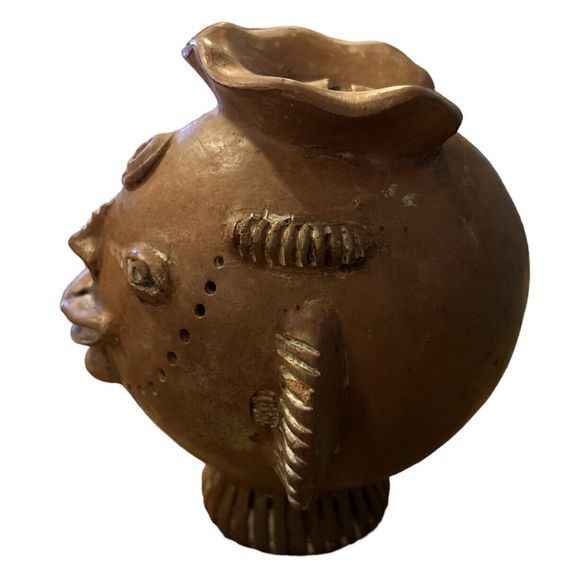 Vintage Aztec Pottery Head Figure - Picture 2 of 5